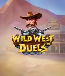  Иллюстрация слота "Wild West Duels" от Pragmatic Play, на котором изображён храбрый персонаж в шляпе с двумя пистолетами. На заднем плане нарисована пустынная местность с типичным салуном. Идеально подходит для поклонников жанра вестерн и игровых автоматов.